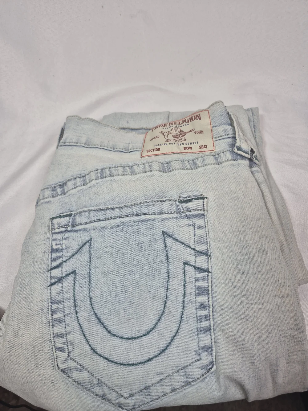 True Religion Mens Pale Blue Relaxed Straight Jeans